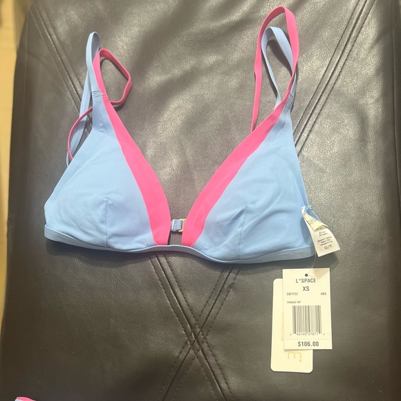 L*Space Seam-Free Finneas Bikini Top Blue/Pink -XS- NWT New with Tags! - Picture 12 of 16